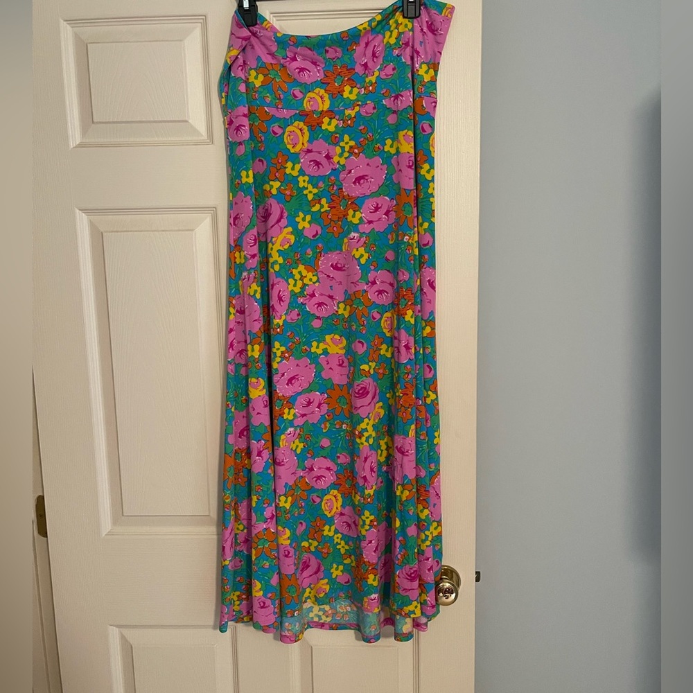 LuLaRoe Maxi Skirt with Pink and Orange Floral Pattern